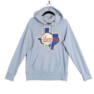 Majestic TEXAS RANGERS Blue Long Sleeve Baseball Pullover Hoodie SIZE SMALL